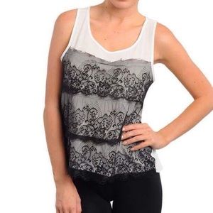 White and Black Lace Tank top
